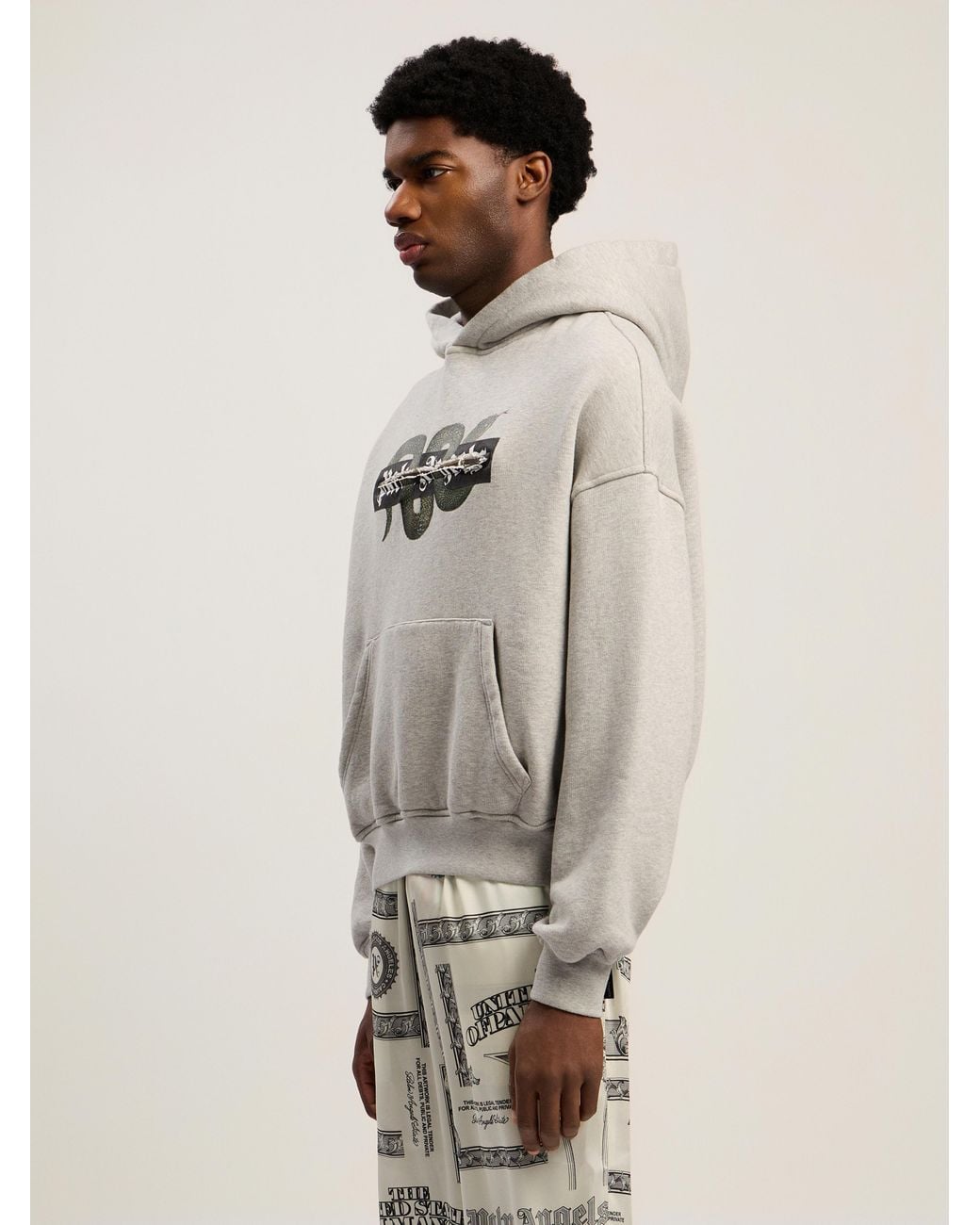 Palm Angels Natural Snake Graphic Hoodie Melange for men