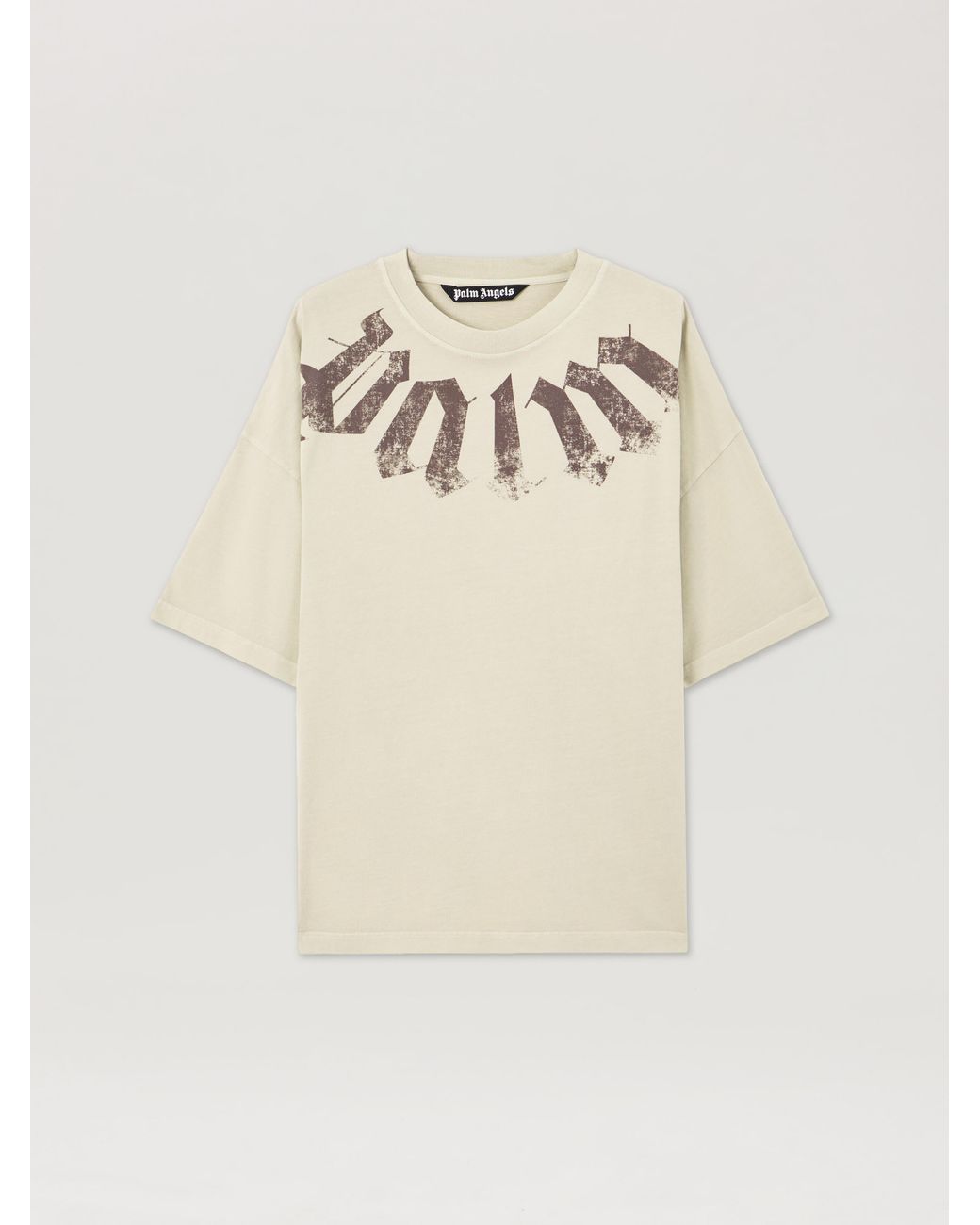 Palm Angels Natural Big Neck Logo Loose T-Shirt for men