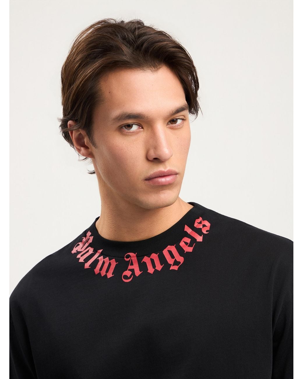 Palm Angels Black Neck Logo T-Shirt for men