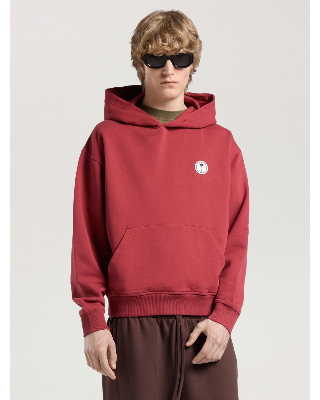 Palm Angels Red Palm Tree Regular Hoodie Brick for men