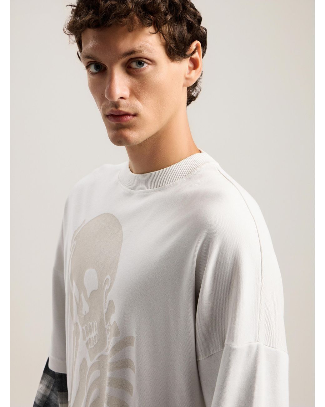 Palm Angels Natural Skull Double Long-Sleeved Shirt for men