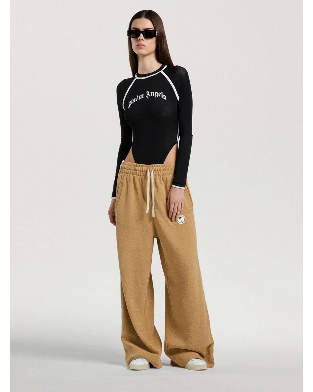 Palm Angels Natural Palm Tree Chenille Loose Track Pants Kaki