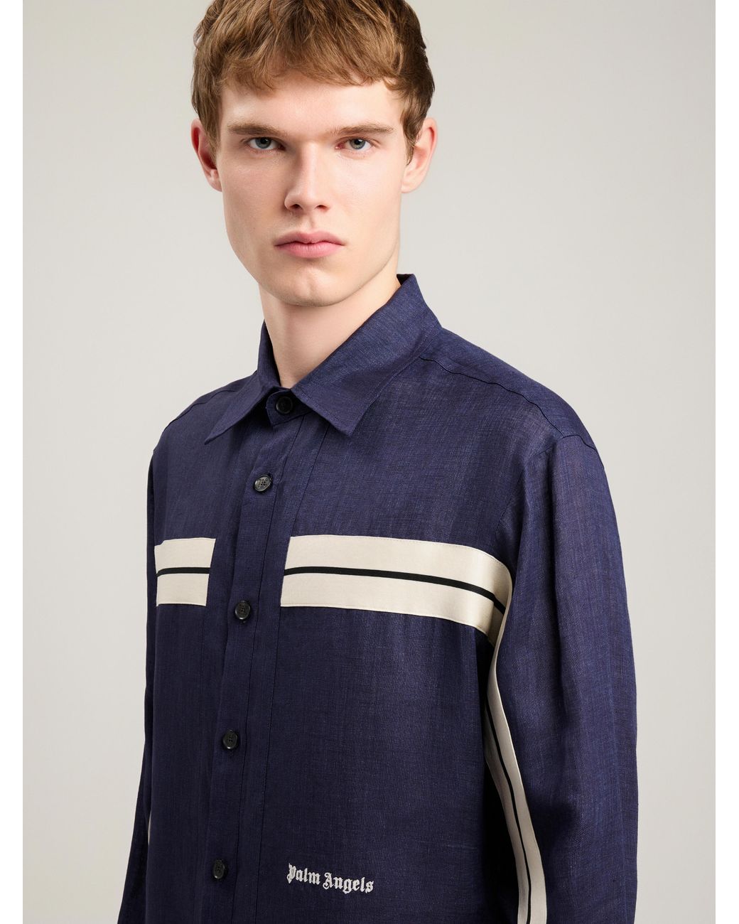 Palm Angels Blue Classic Logo Trackshirt for men