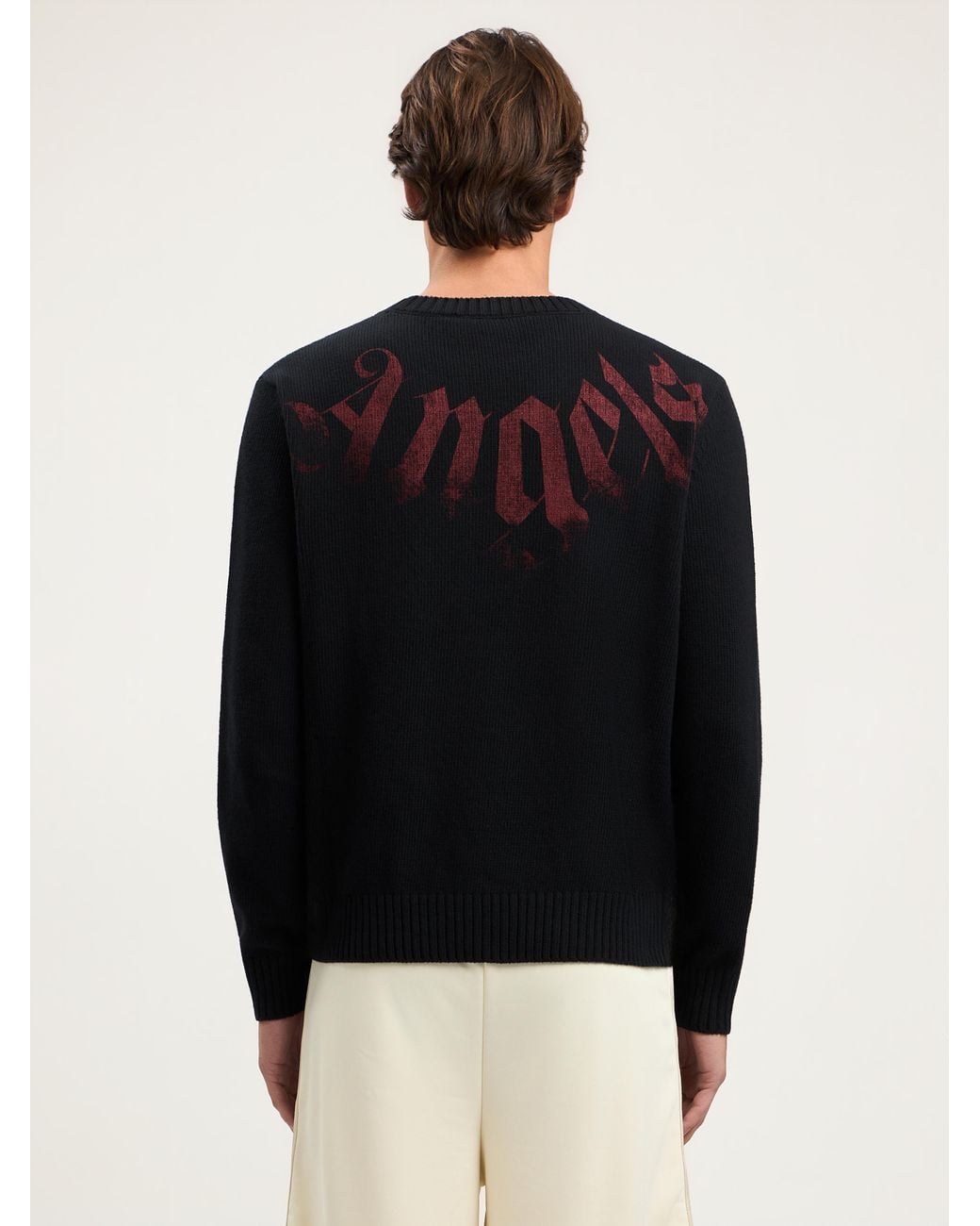 Palm Angels Black Big Neck Logo Sweater for men