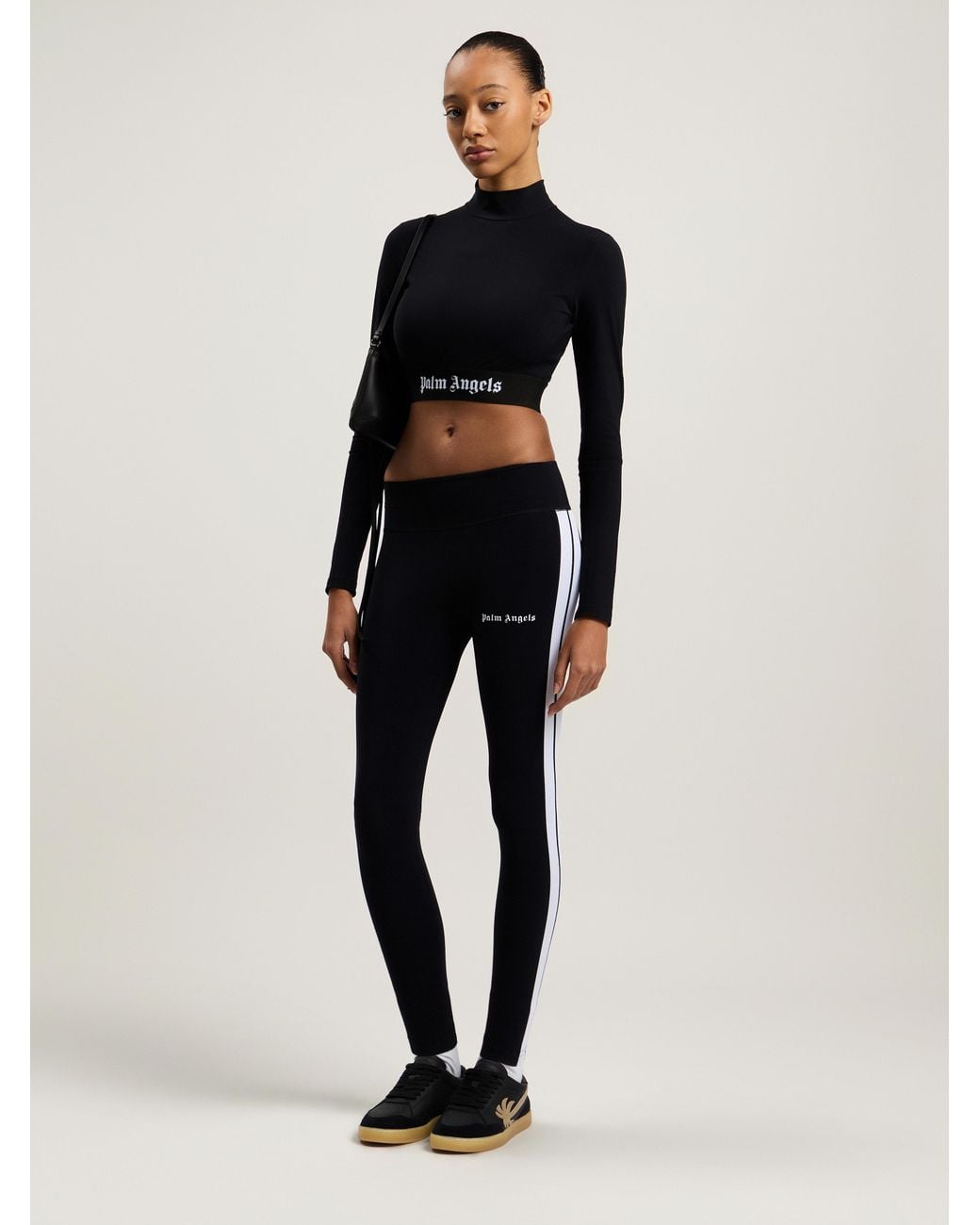 Palm Angels Black Training Track Leggings