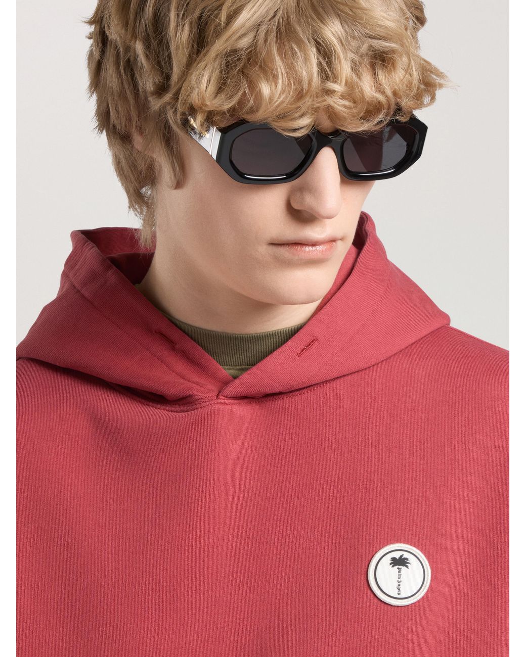 Palm Angels Red Palm Tree Regular Hoodie Brick for men