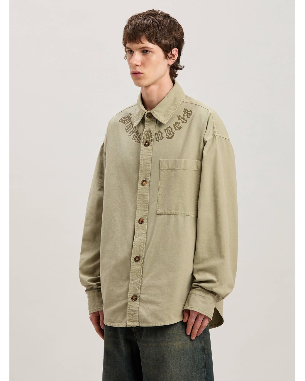 Palm Angels Natural Camel Flame Logo Overshirt for men