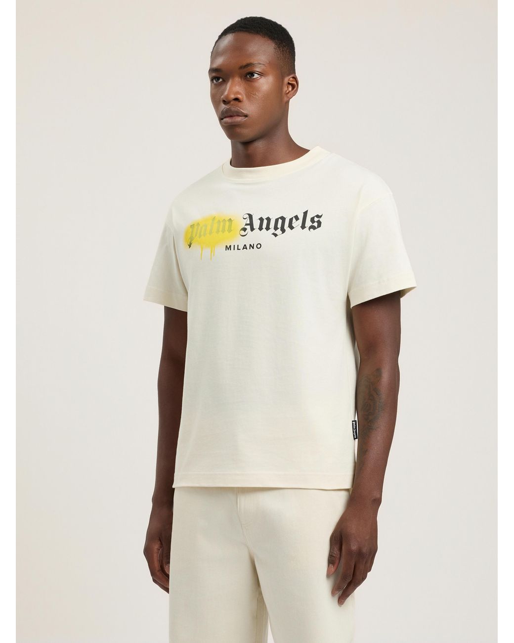 Palm Angels Natural Spray City Milan T-Shirt for men