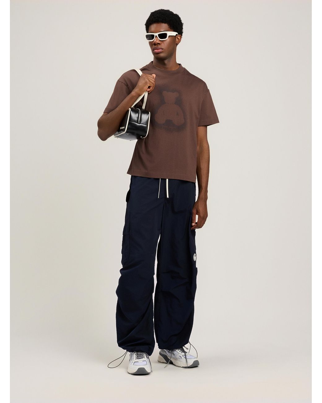 Palm Angels Brown Spray Bear T-Shirt for men