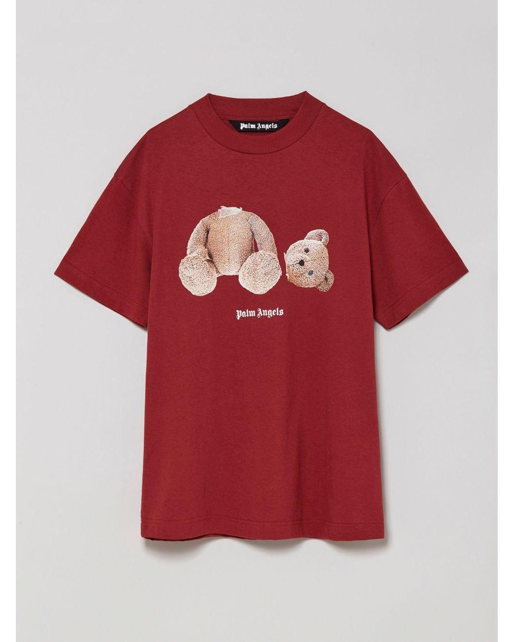 Palm Angels Cotton Bear Print T-shirt in Red for Men - Lyst