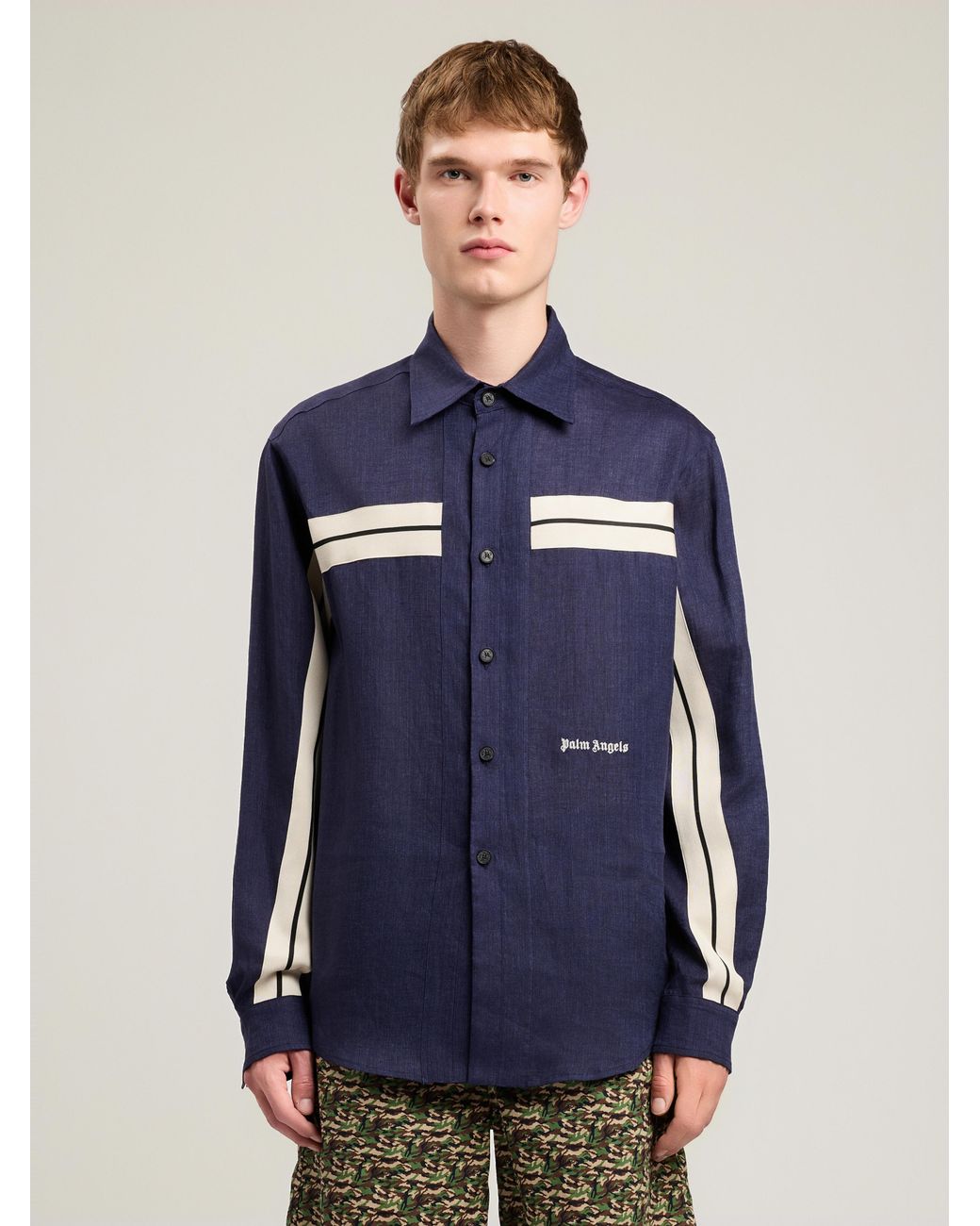 Palm Angels Blue Classic Logo Trackshirt for men