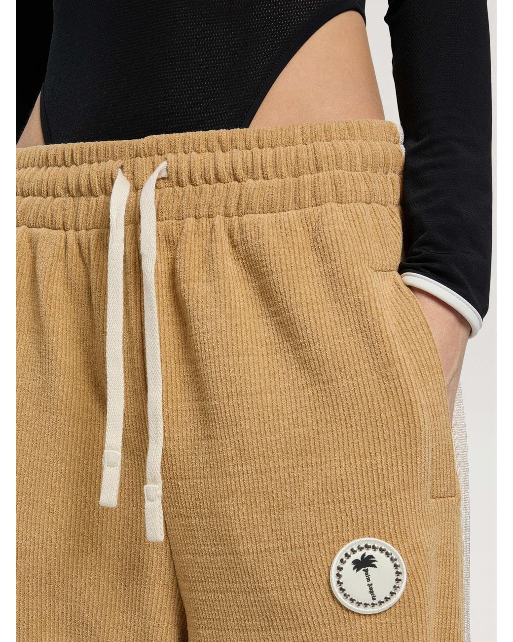 Palm Angels Natural Palm Tree Chenille Loose Track Pants Kaki