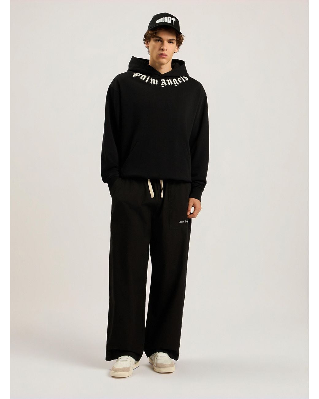 Palm Angels Black Classic Logo Loose Pants for men