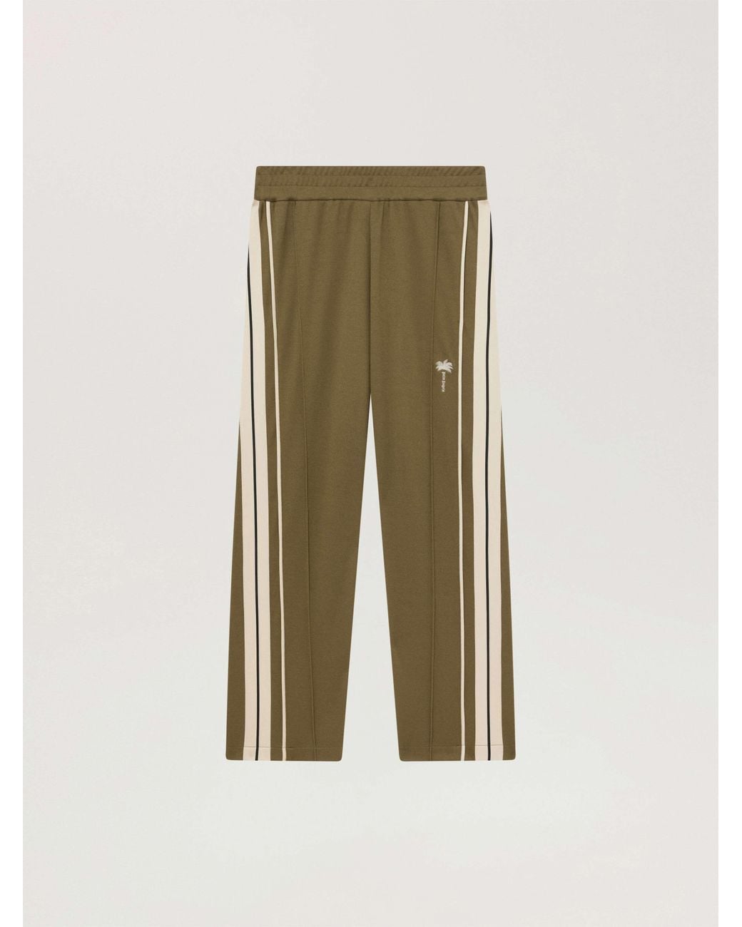 Palm Angels Green Palm Tree Striped Track Pants for men