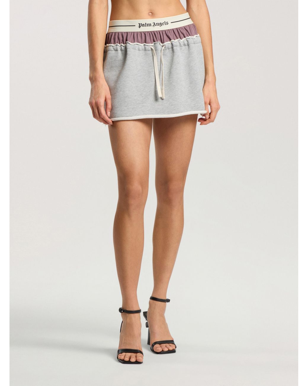 Palm Angels Gray Classic Logo Double-Layered Skirt