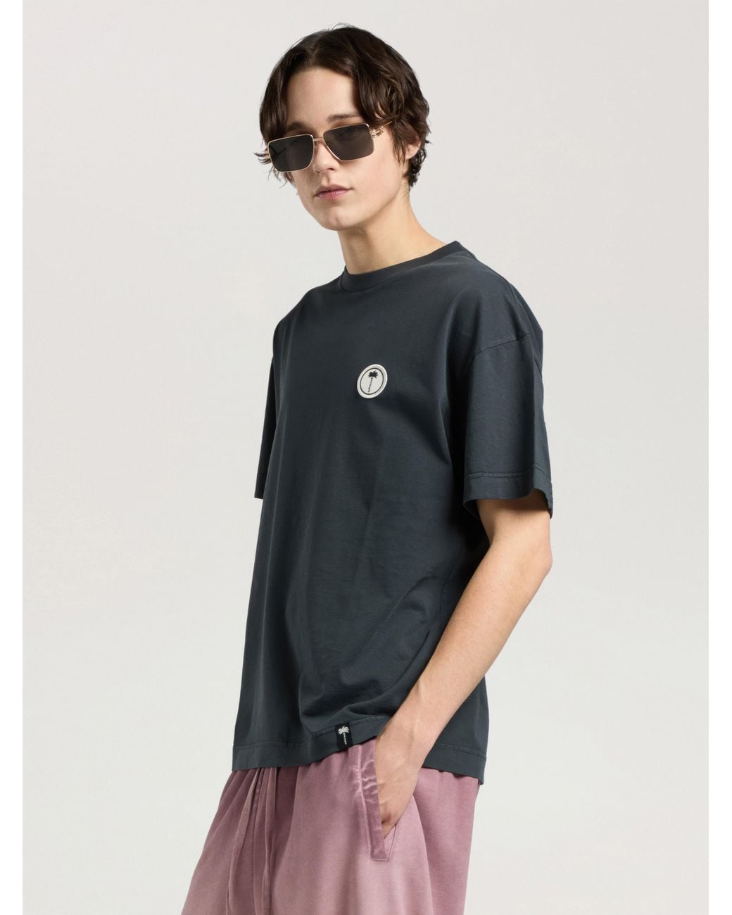 Palm Angels Blue Palm Shadow Regular T-Shirt Anthracite for men