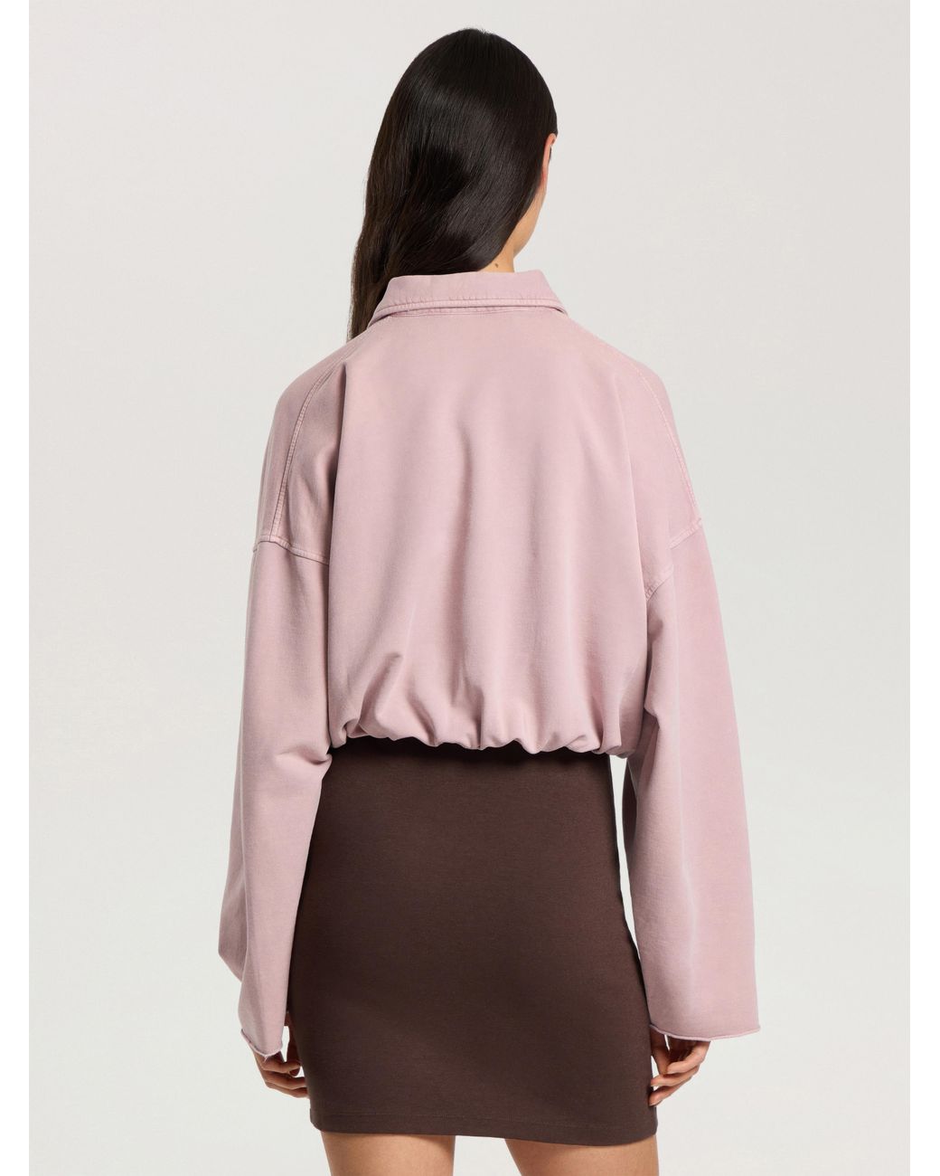 Palm Angels Pink Palm Sway Cropped Long Sleeve Polo