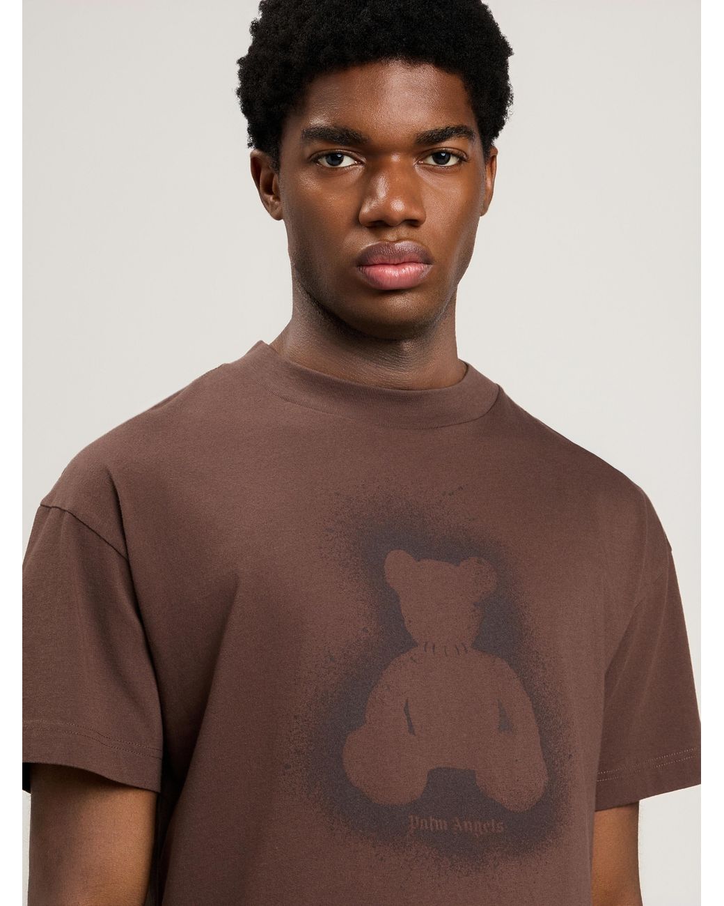 Palm Angels Brown Spray Bear T-Shirt for men