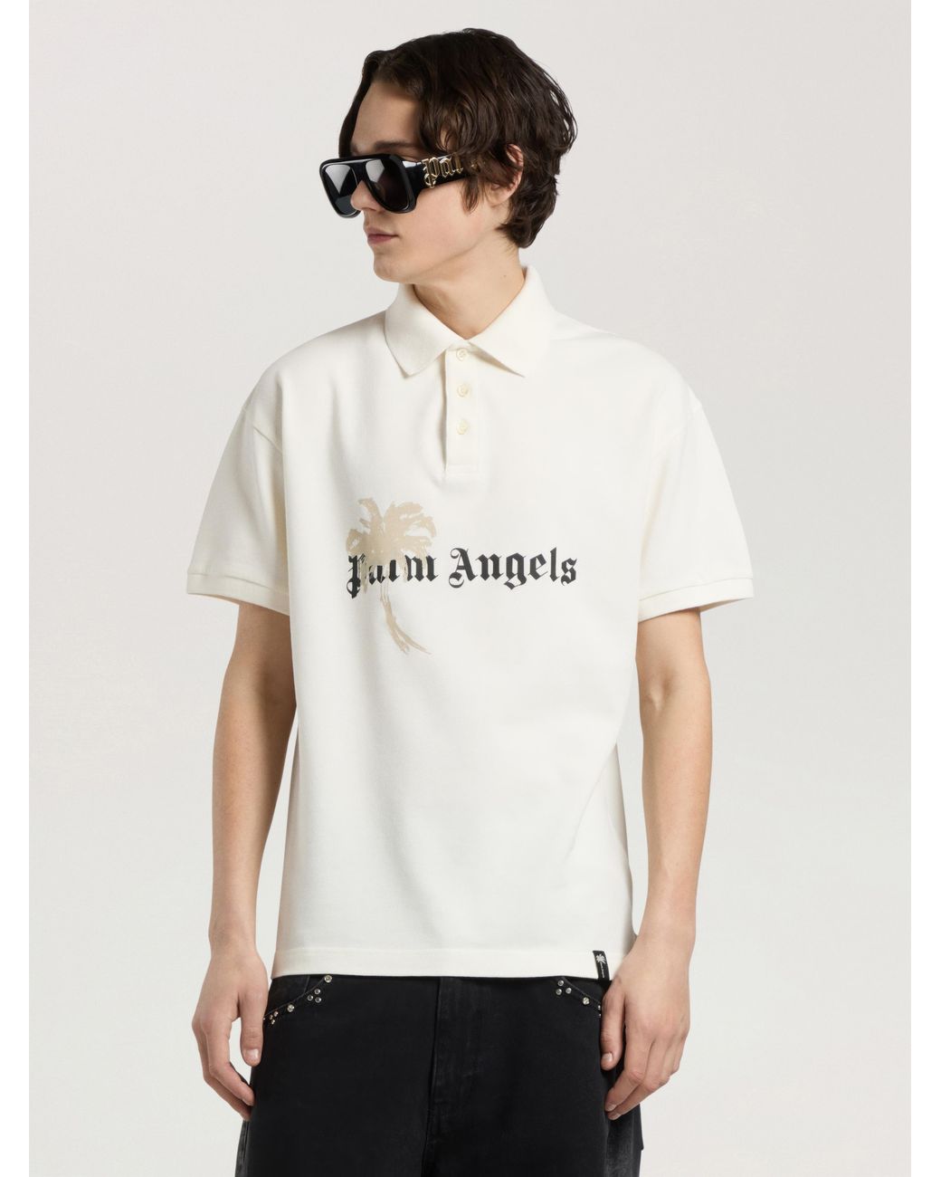 Palm Angels Natural Palm Drift Polo S/S Off for men