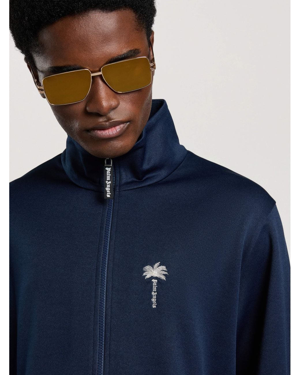 Palm Angels Blue Palm Tree Striped Track Jacket for men