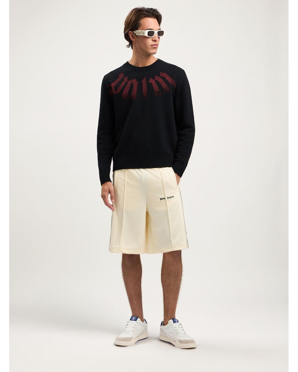 Palm Angels Black Big Neck Logo Sweater for men