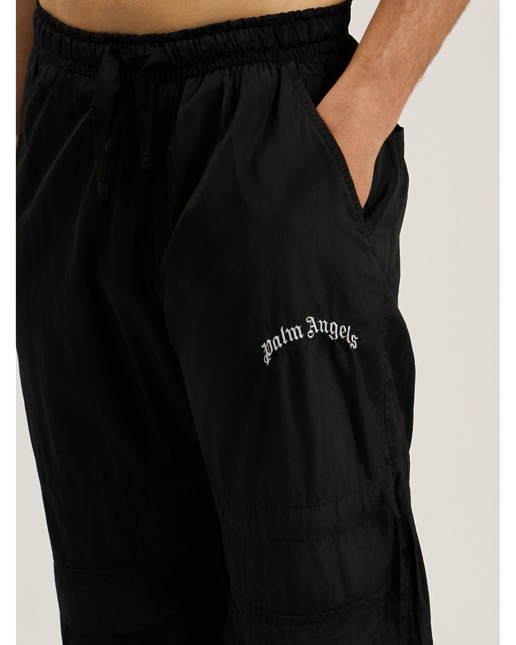 Palm Angels Blue Curved Logo Drawstring Cargo Pants for men