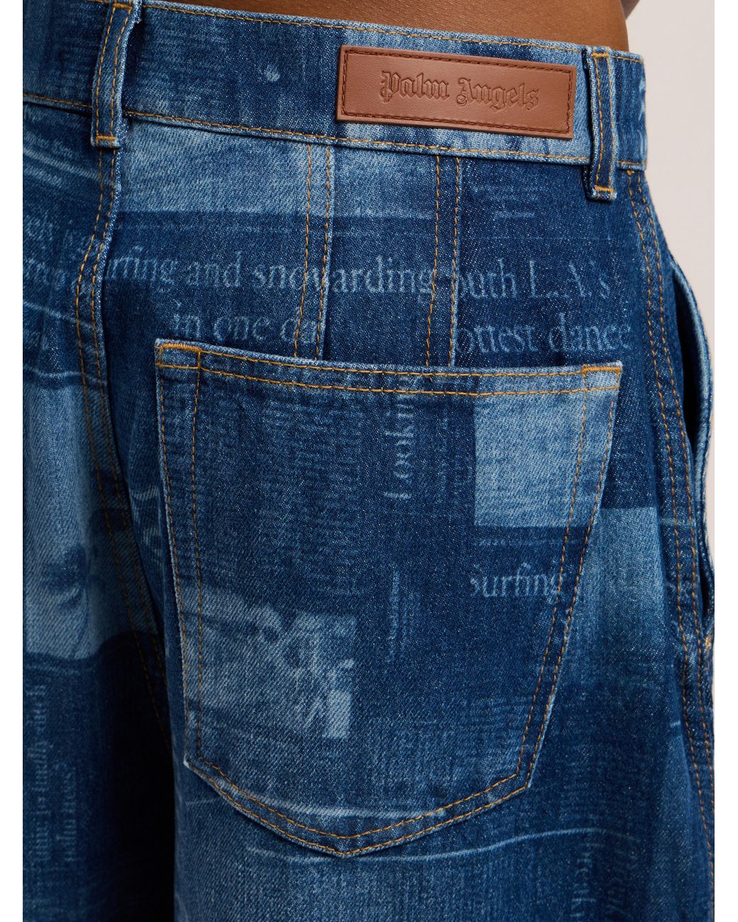 Palm Angels Blue Paxlatimes Baggy Denim Pants Medium