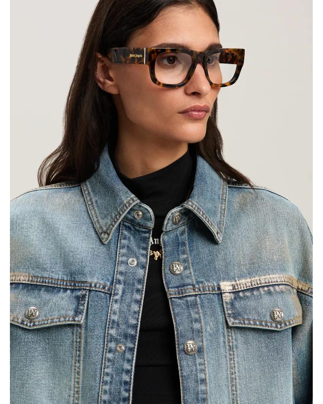 Palm Angels Blue Coated Denim Shirt