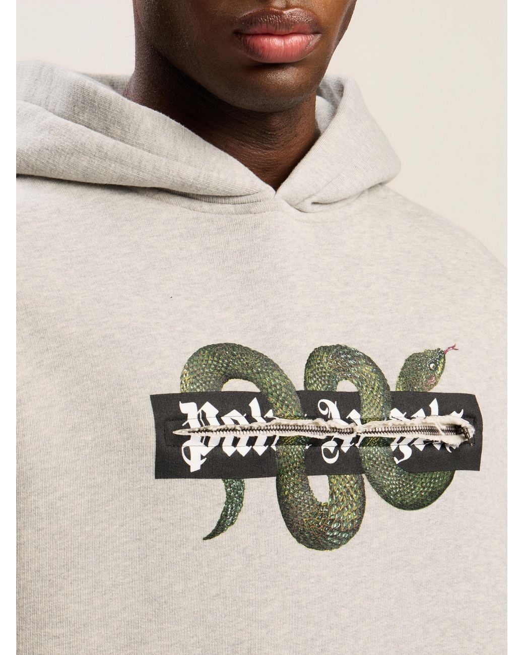 Palm Angels Natural Snake Graphic Hoodie Melange for men