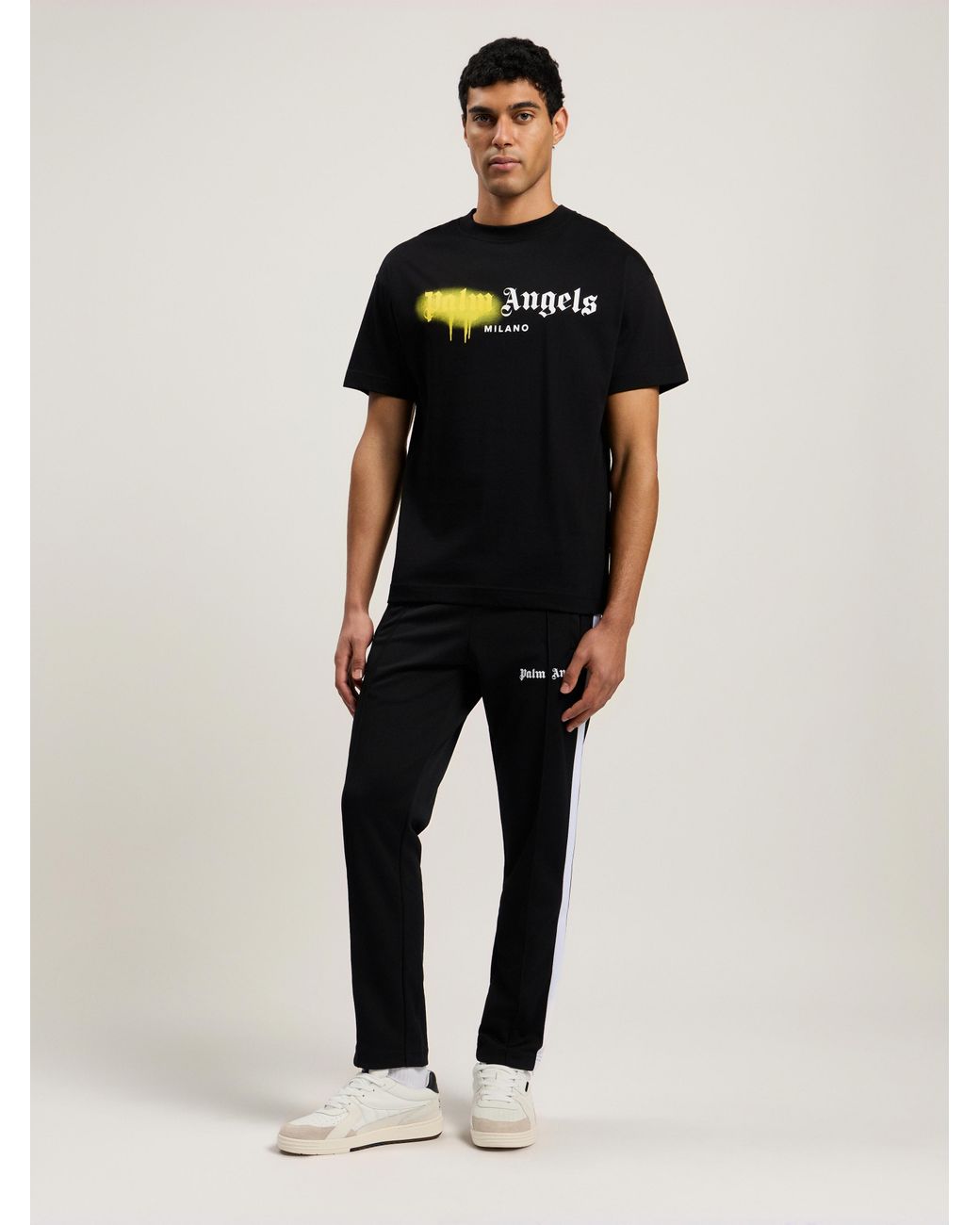 Palm Angels Black Spray City Milan T-Shirt for men