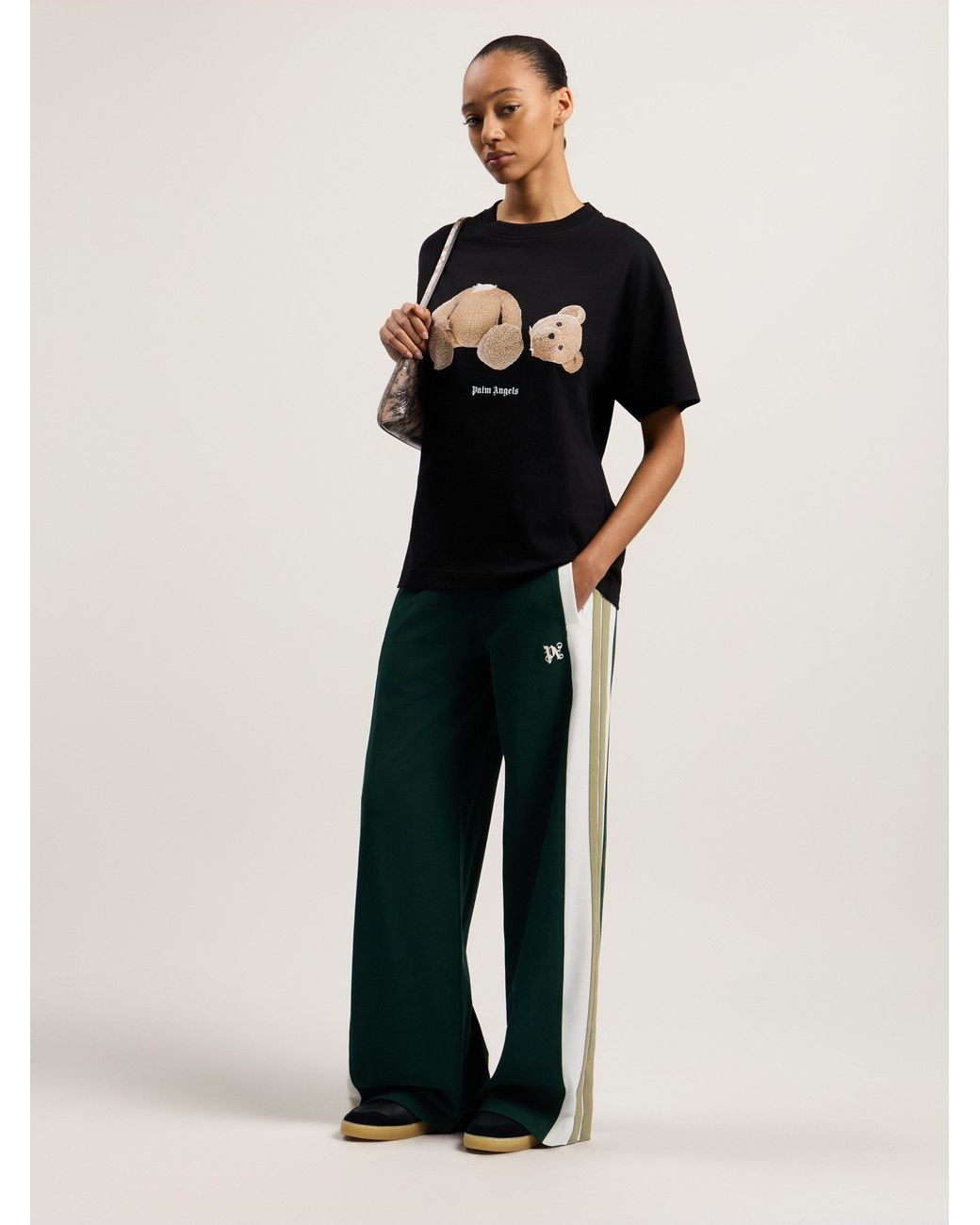 Palm Angels Black Broken Bear T-Shirt for men