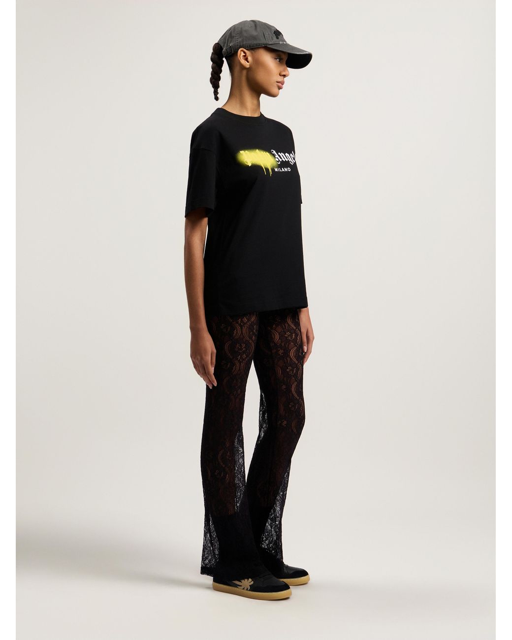 Palm Angels Black Spray City Milan T-Shirt for men