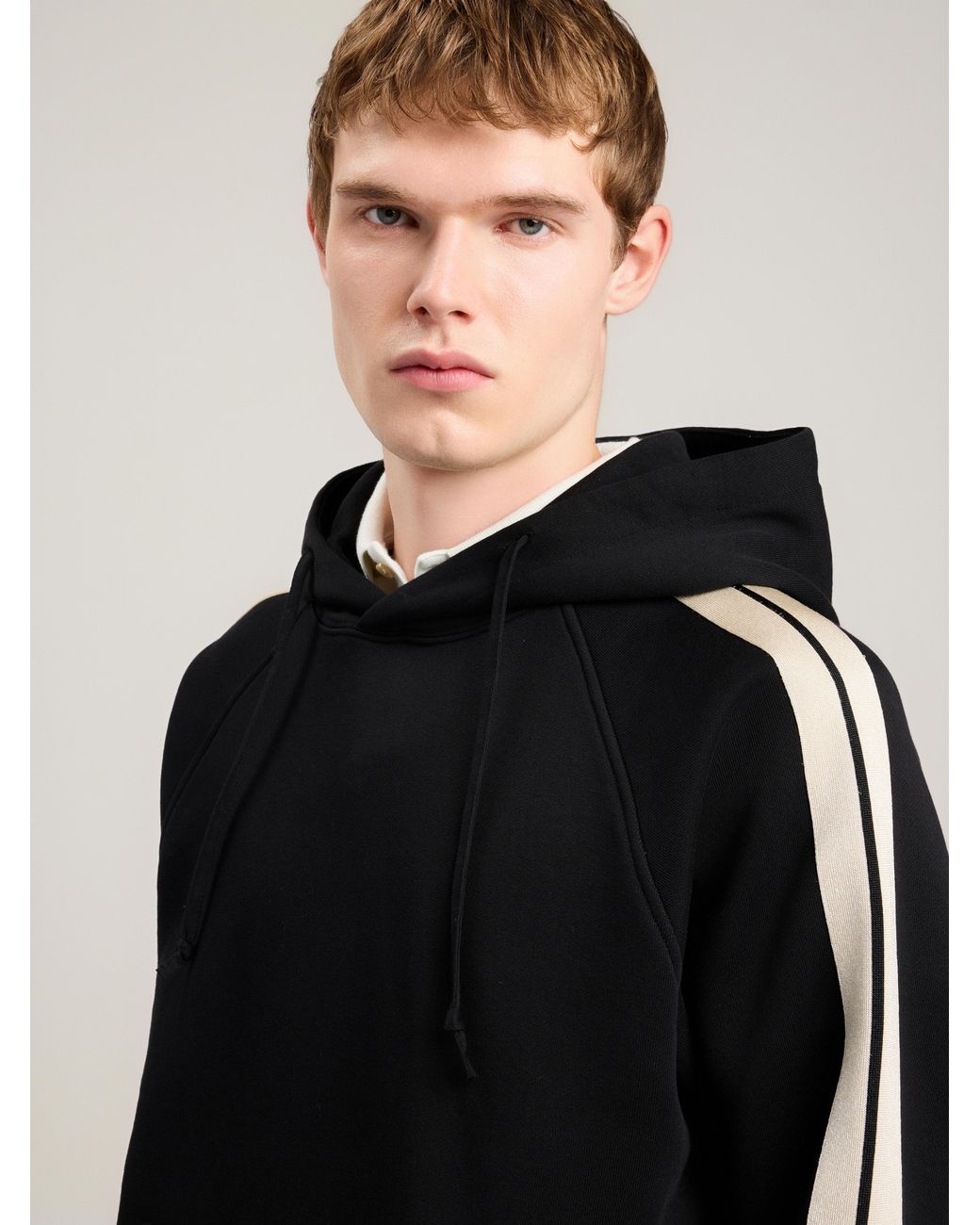 Palm Angels Black Back Curved Logo Track Hoodie for men