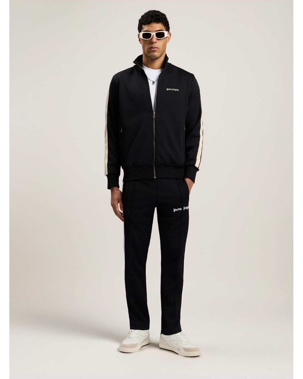 Palm Angels Black Classic Logo Track Jacket For for men