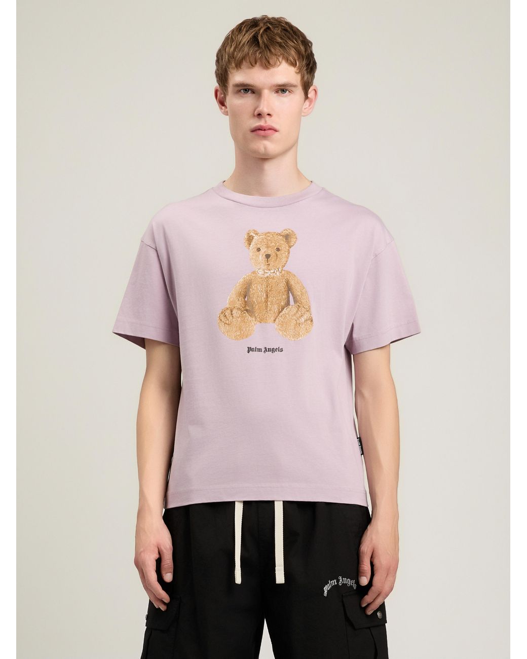 Palm Angels Pink Bear T-Shirt for men