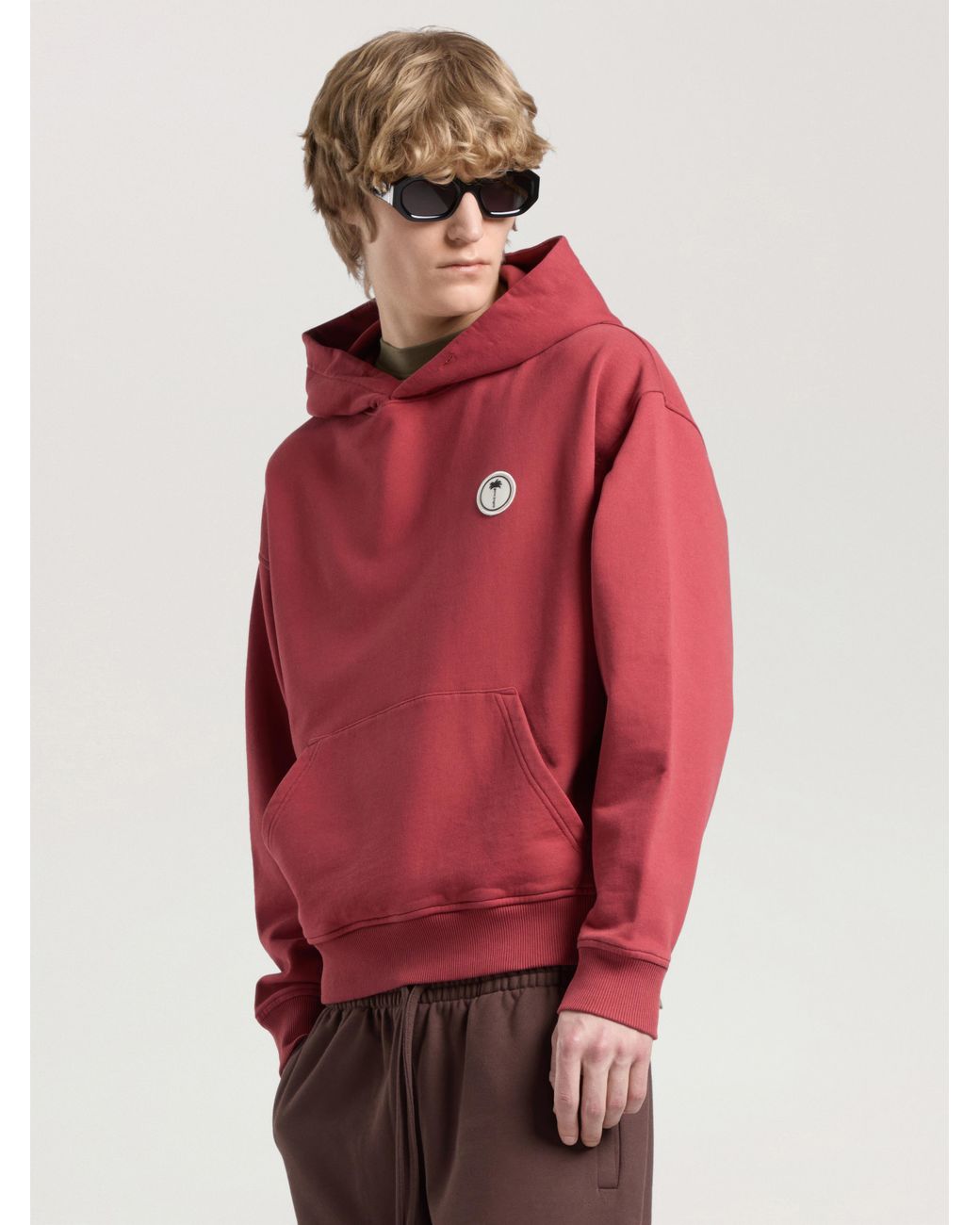 Palm Angels Red Palm Tree Regular Hoodie Brick for men