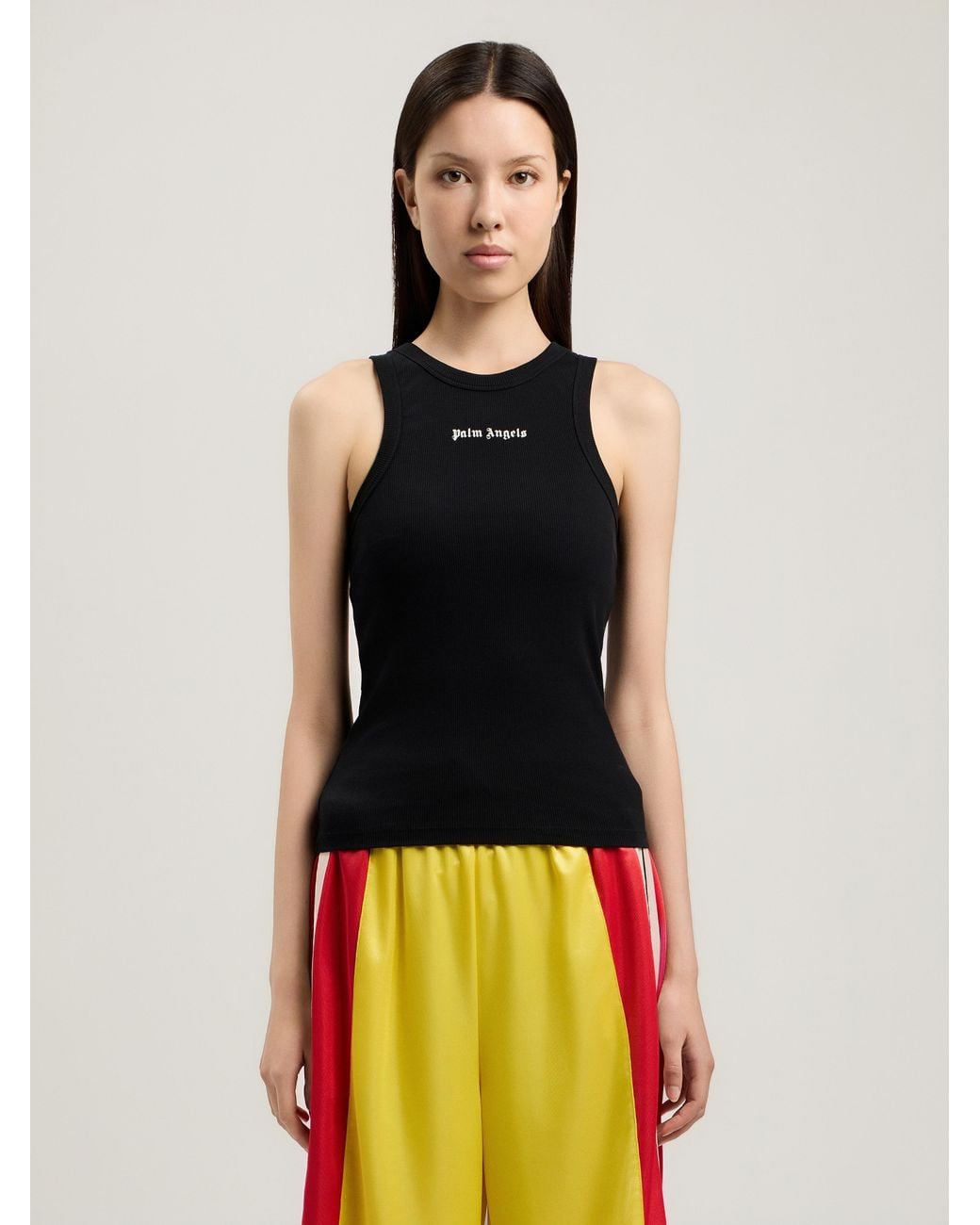 Palm Angels Black Classic Logo Fitted Tank Top