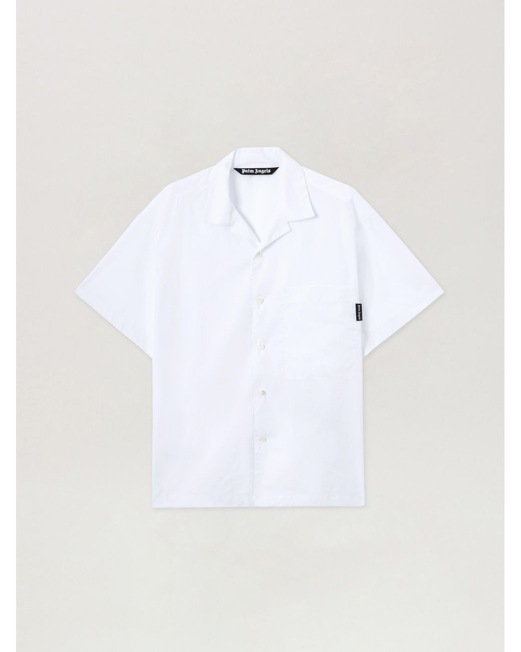 Palm Angels White Back Curved Logo Bowling Shirt for men