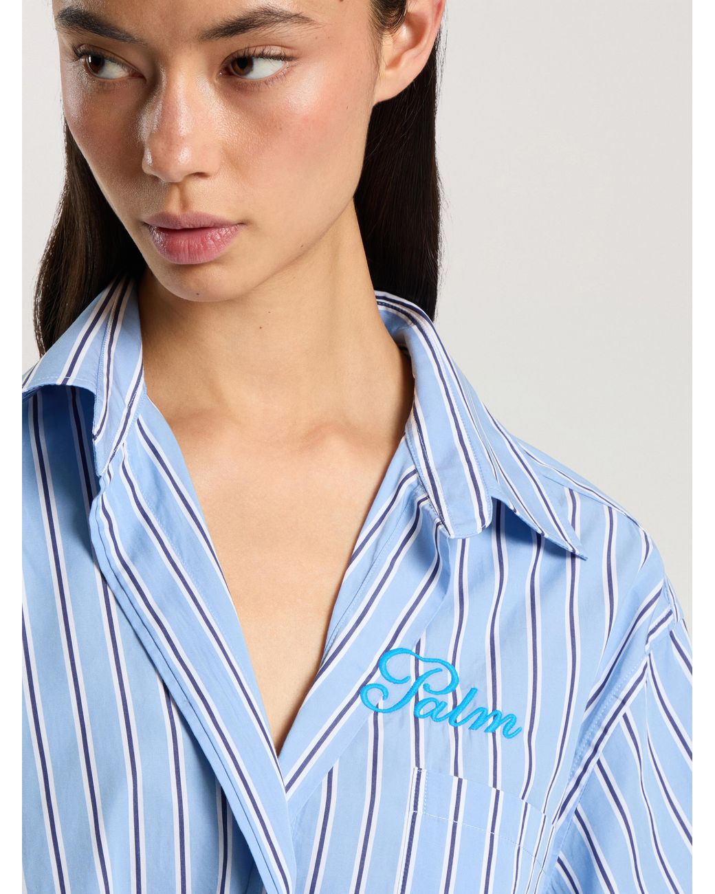 Palm Angels Blue Palm Sway Oversized Shirt Medium