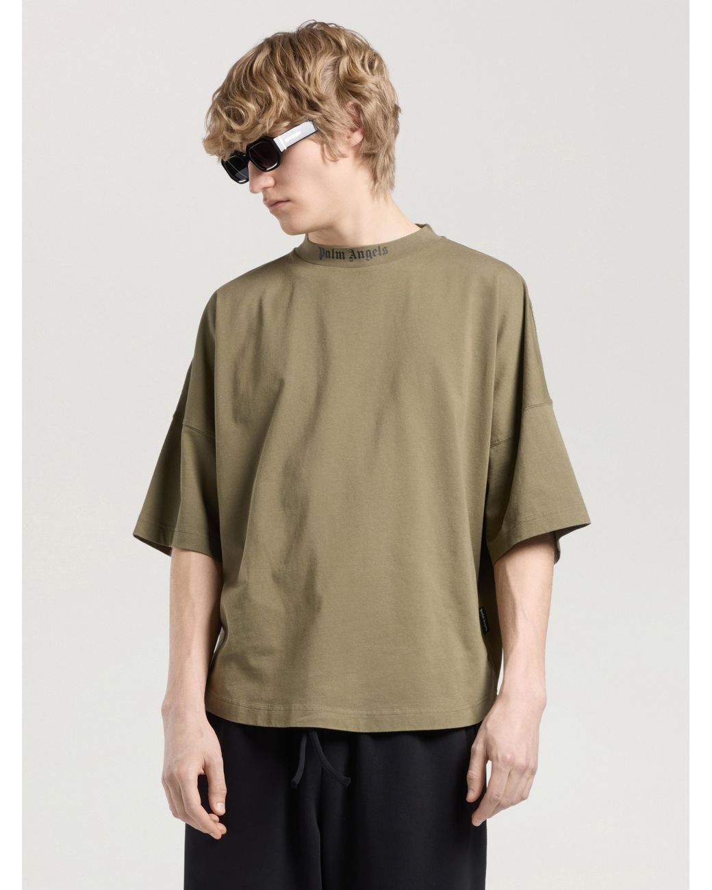 Palm Angels Green Classic Logo Oversized T-Shirt for men