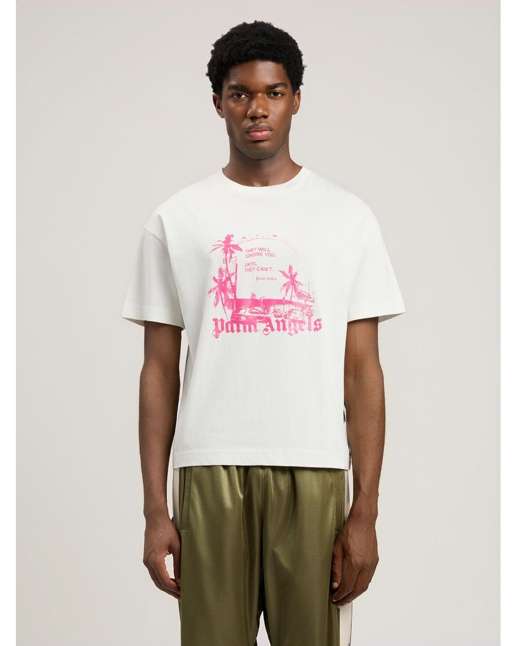 Palm Angels Pink Palm Statement T-Shirt for men