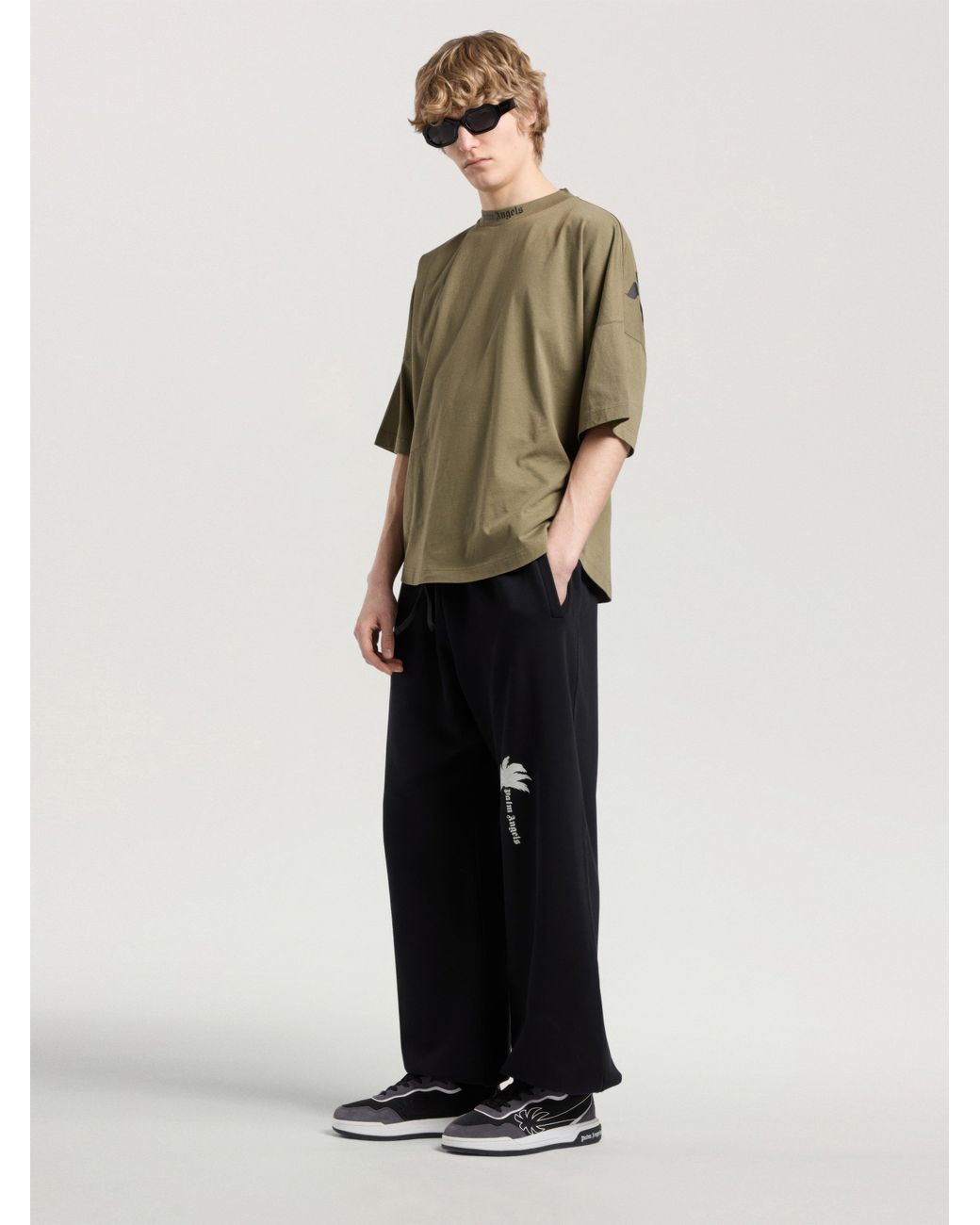 Palm Angels Green Classic Logo Oversized T-Shirt for men