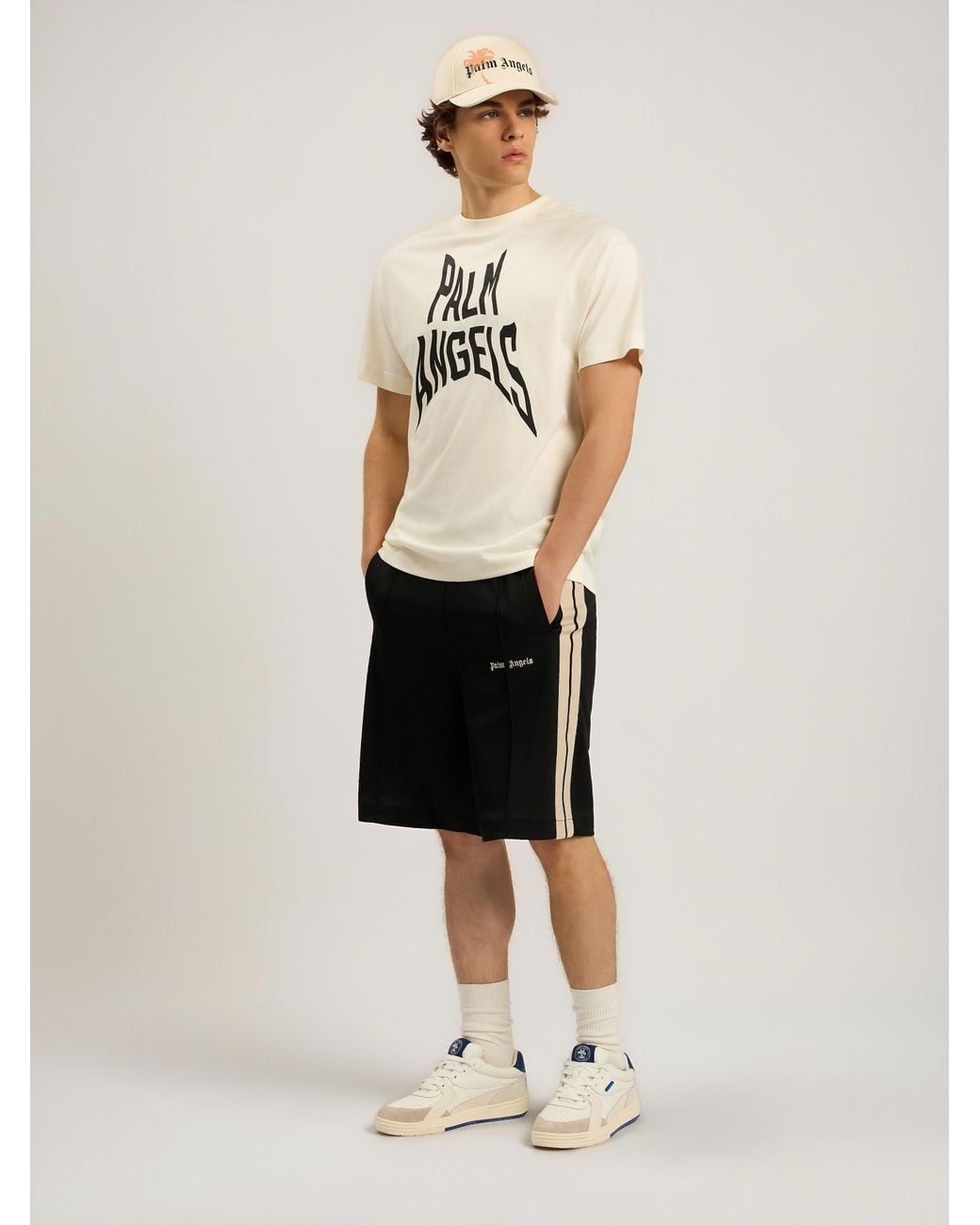 Palm Angels Natural Palm Distorted Regular T-Shirt Off for men