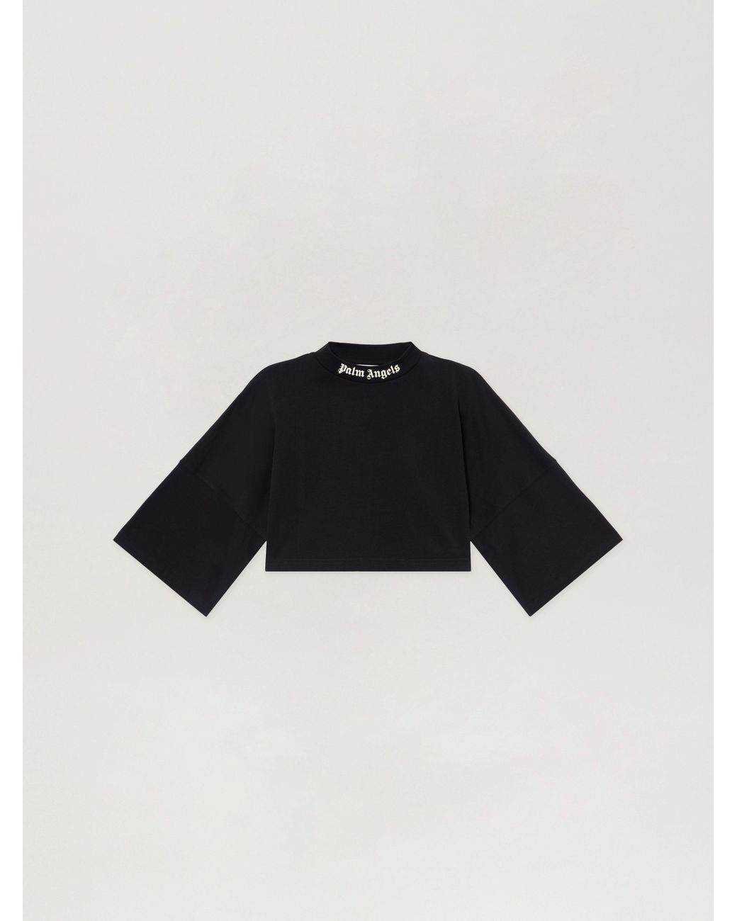 Palm Angels Black Back Curved Logo Cropped T-Shirt