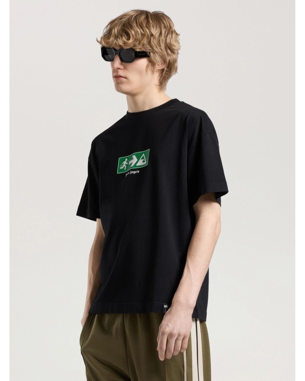 Palm Angels Black Street Signals Regular T-Shirt for men