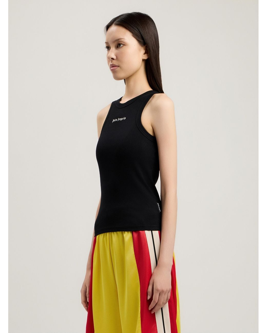 Palm Angels Black Classic Logo Fitted Tank Top