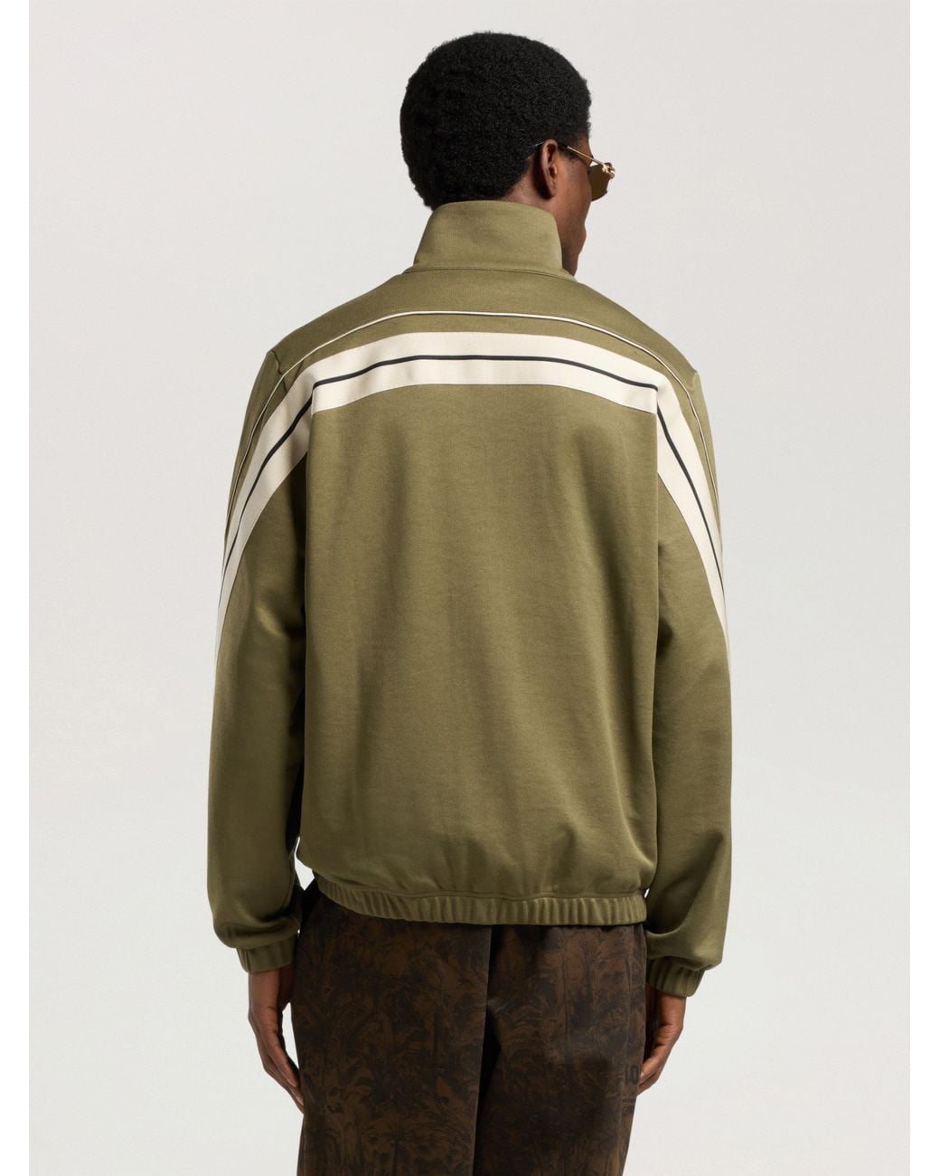 Palm Angels Green Palm Tree Striped Track Jacket for men