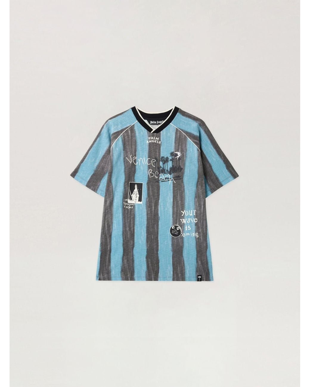Palm Angels Blue Soccer Cali Regular T-Shirt for men