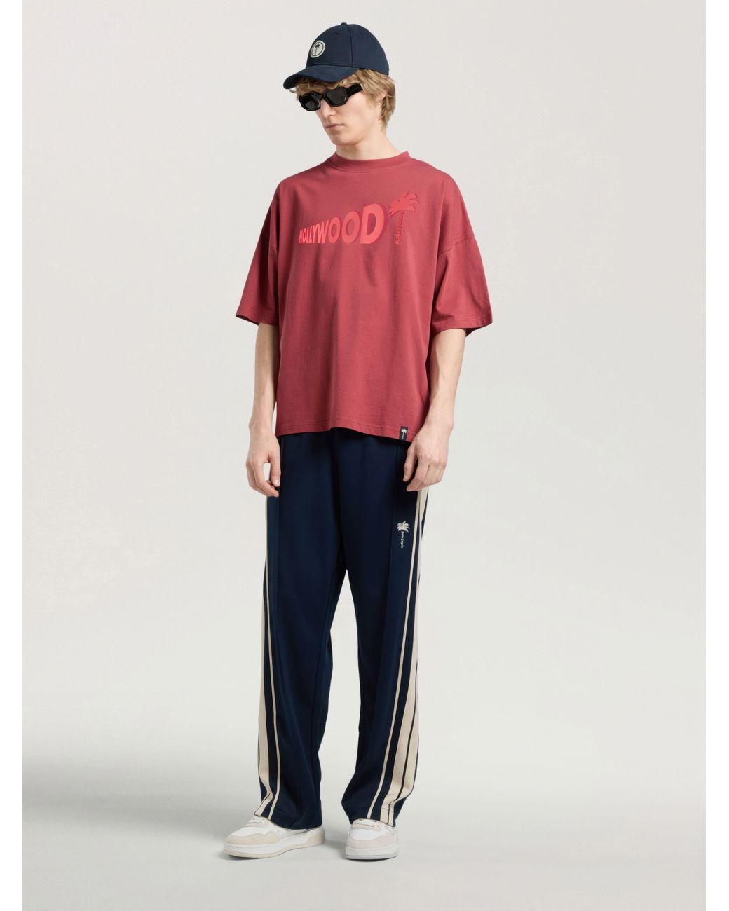 Palm Angels Red Sunset Blvd Palm Loose T-Shirt Brick for men