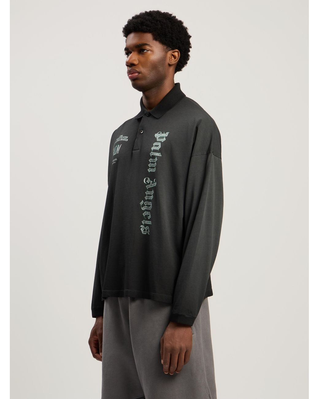 Palm Angels Multicolor Dollar Logo Long Sleeve Polo Vintage for men